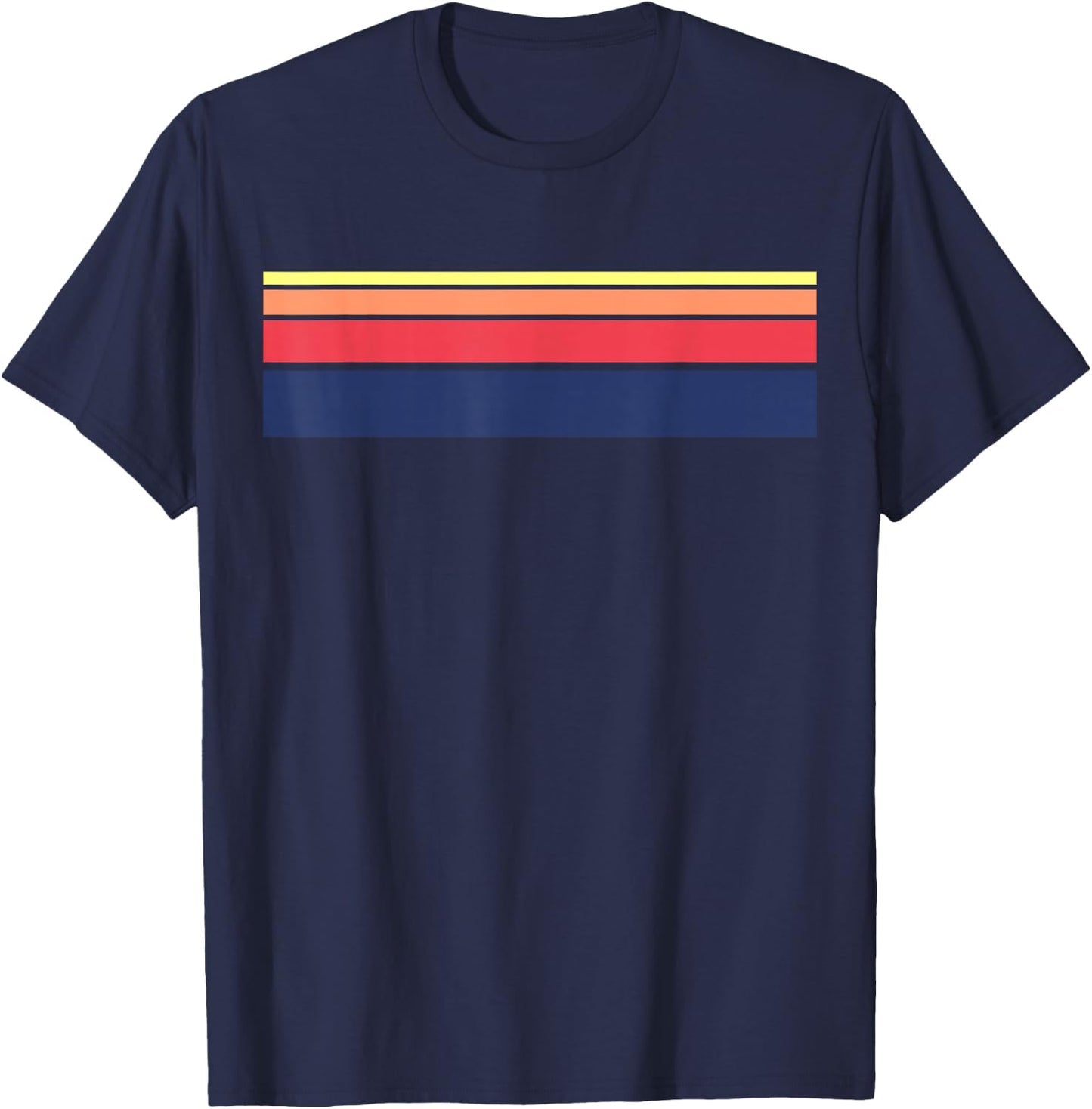 Retro Sunset Color Stripe Pattern T Shirt T-Shirt - T-Shirt | Navy