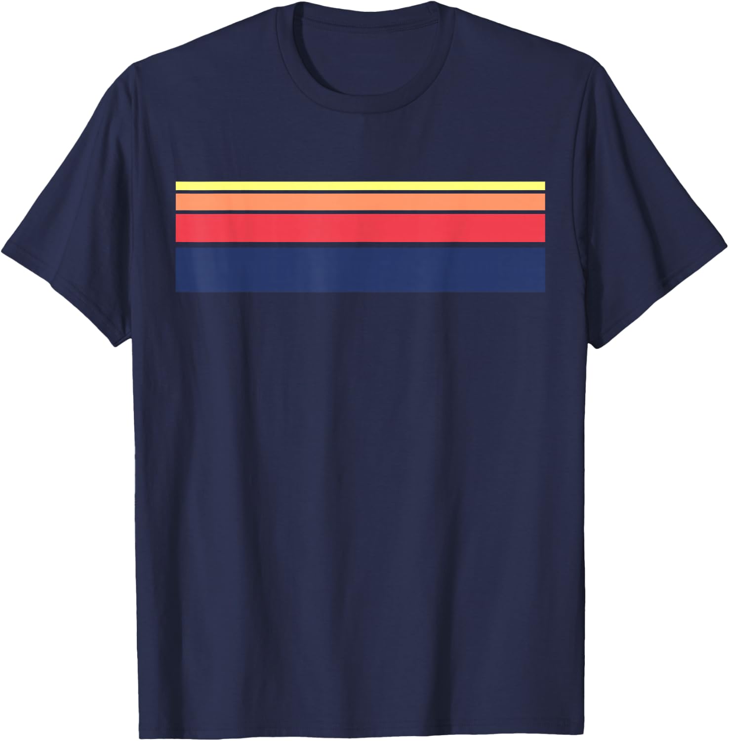 Retro Sunset Color Stripe Pattern T Shirt T-Shirt - T-Shirt | Navy