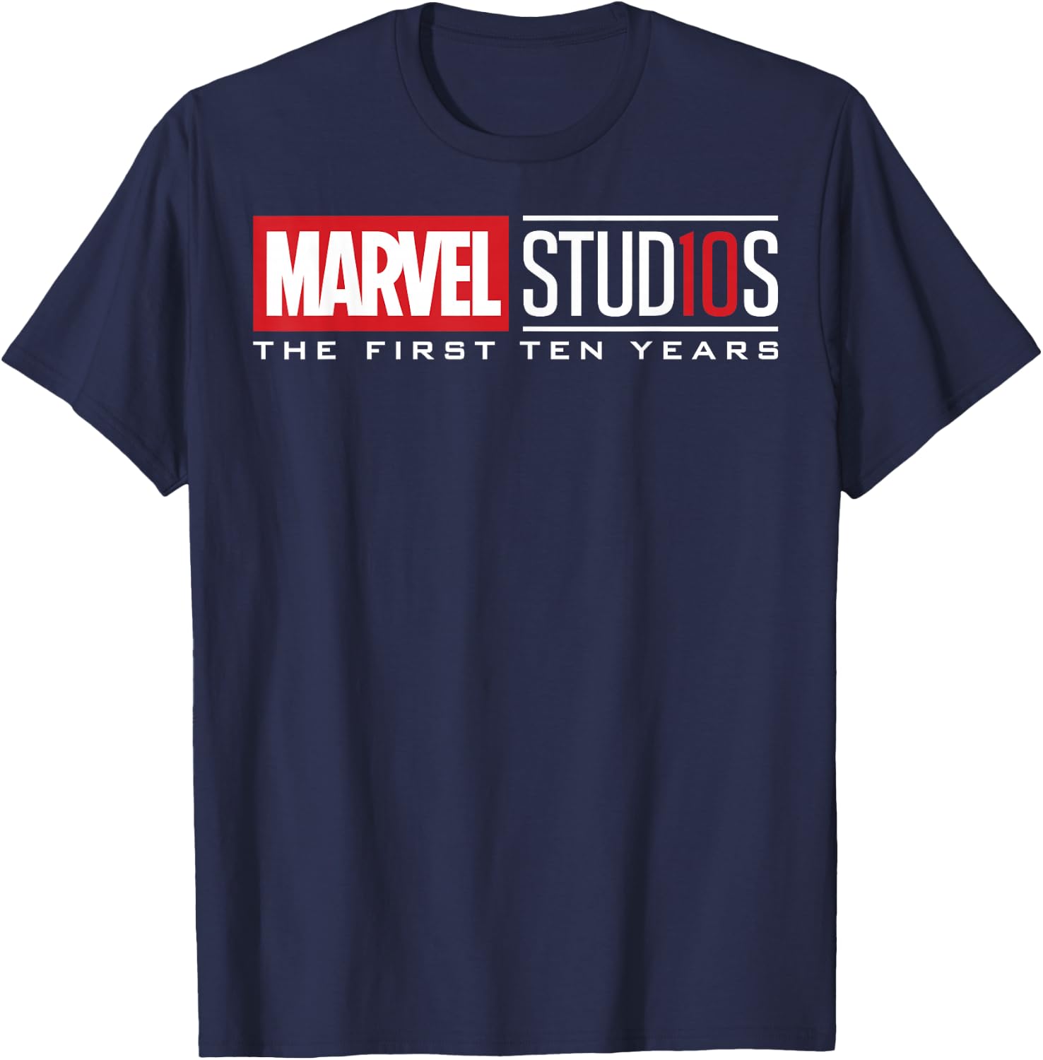 Marvel Studios First Ten Years White Logo Graphic T-Shirt - T-Shirt | Navy
