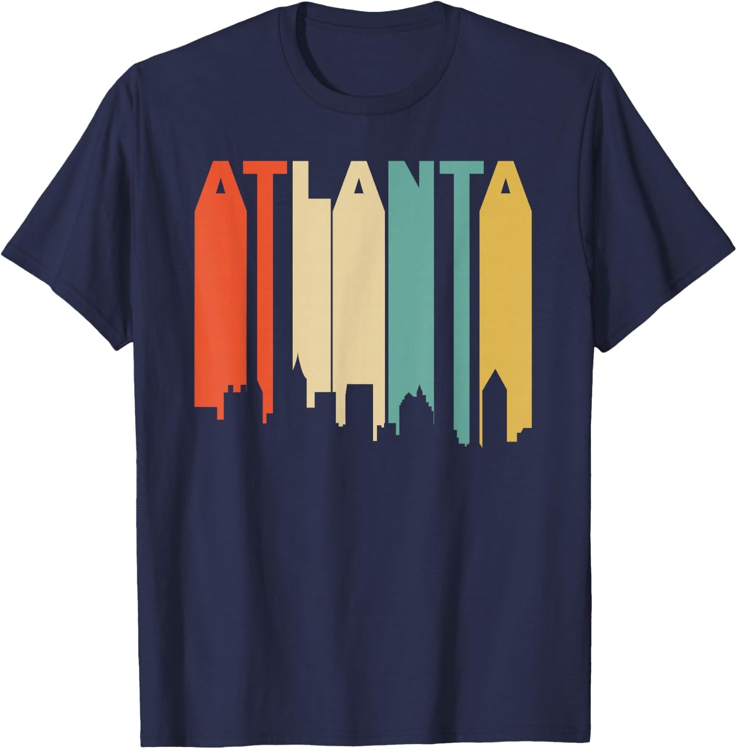 Retro 1970's Style Atlanta Georgia Skyline T-Shirt - T-Shirt | Navy