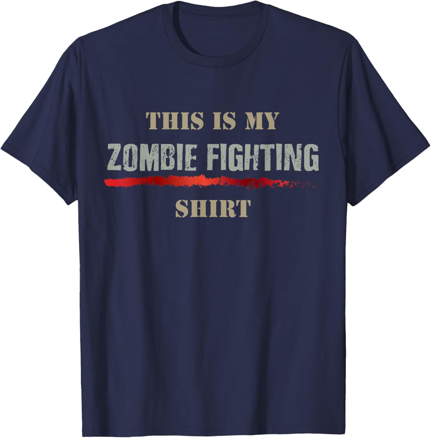 This is My Zombie Fighting Graphic Halloween Costume T-Shirt - T-Shirt | Navy