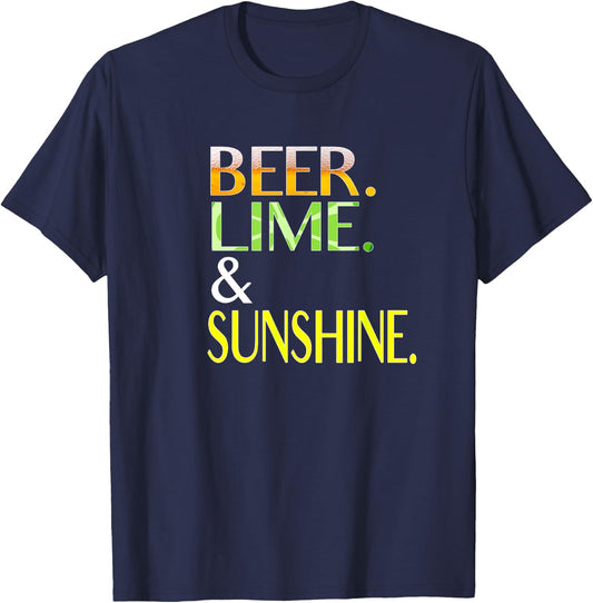 Beer, Lime and Sunshine Men Women T-Shirt - T-Shirt | Navy