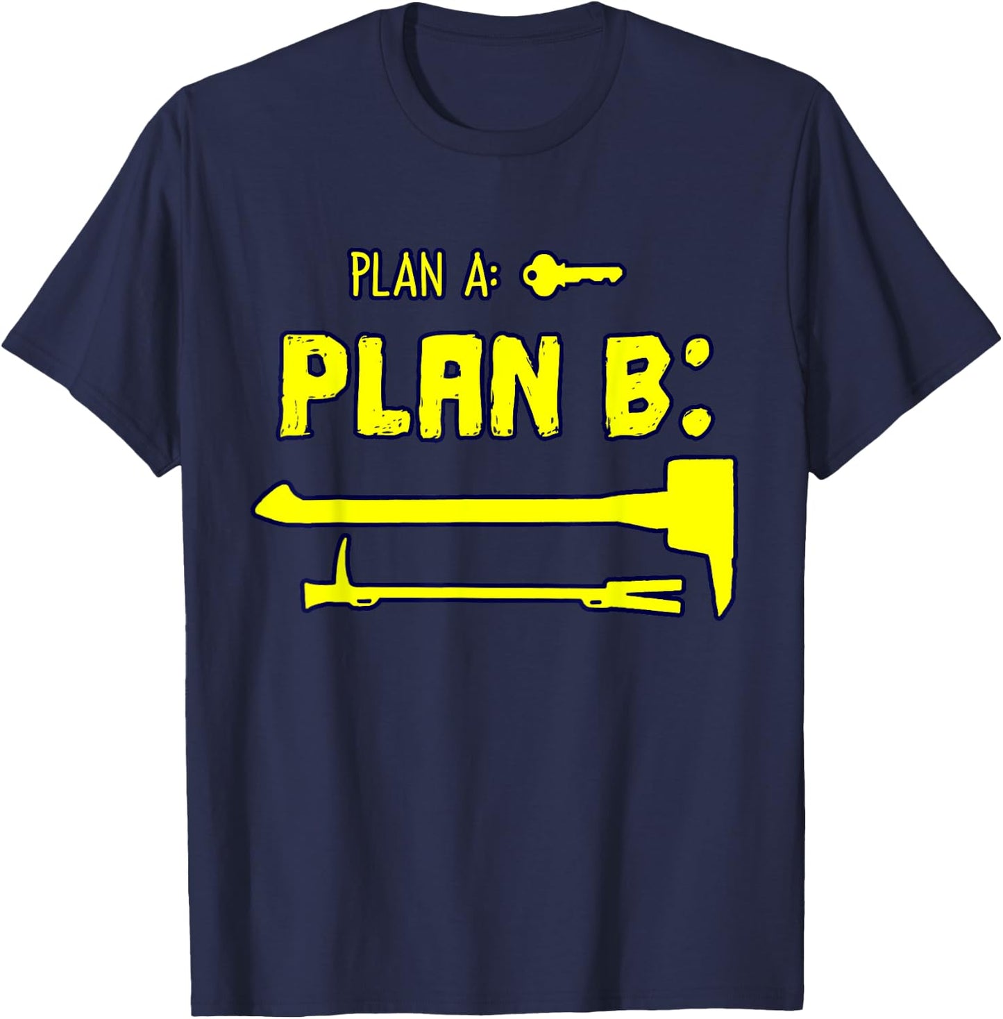 Funny Firefighter Crowbar Tool and Sledgehammer Gift T-Shirt - T-Shirt | Navy