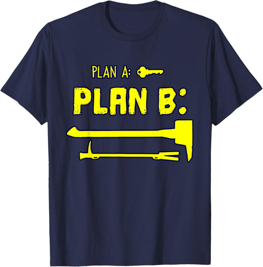 Funny Firefighter Crowbar Tool and Sledgehammer Gift T-Shirt - T-Shirt | Navy