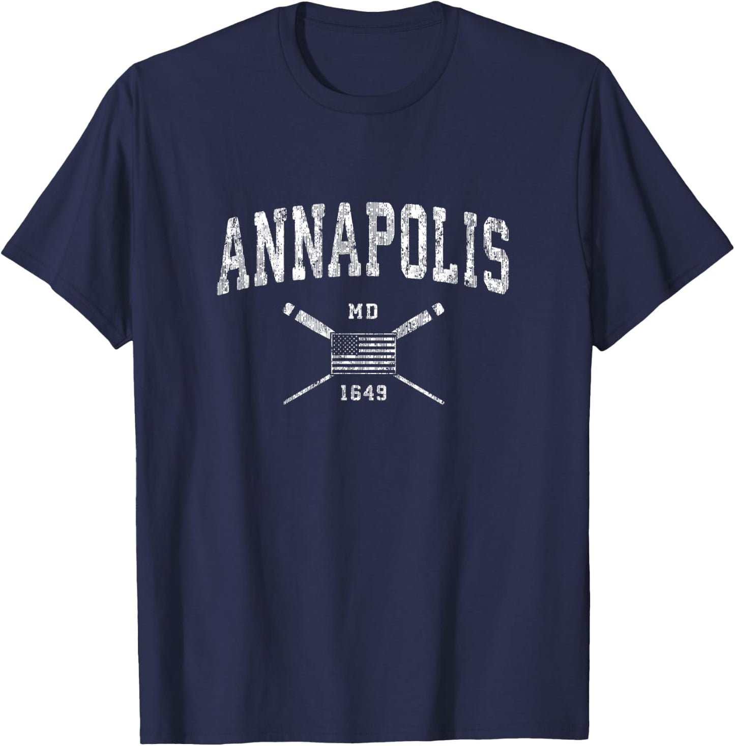 Annapolis MD Nautical Vintage US Flag T-Shirt - T-Shirt | Navy