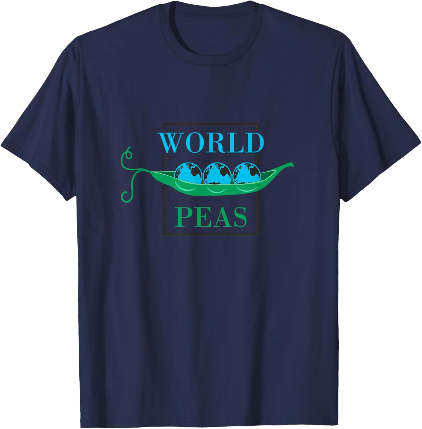 World Peas (Peace) Funny Pun T-Shirt - T-Shirt | Navy