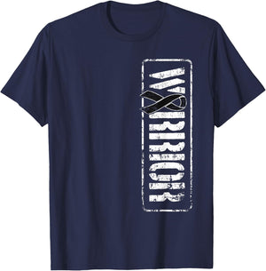 Melanoma Skin Cancer Awareness - Military Warrior Ribbon T-Shirt - T-Shirt | Navy