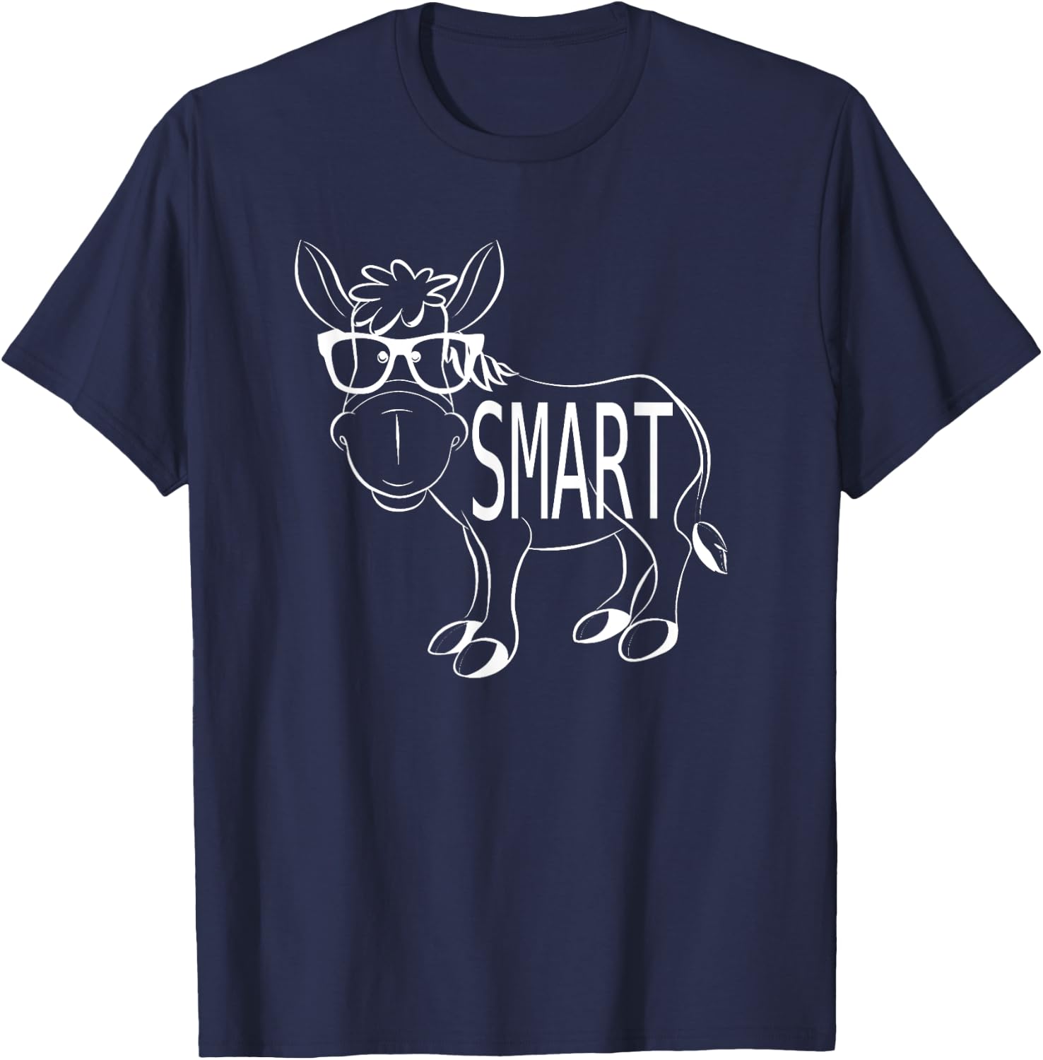 Funny Cute Sarcastic Smart Ass Donkey w Glasses Humorous T-Shirt - T-Shirt | Navy
