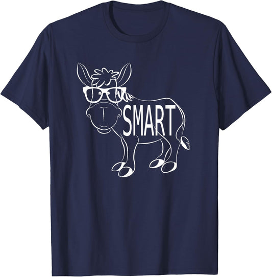 Funny Cute Sarcastic Smart Ass Donkey w Glasses Humorous T-Shirt - T-Shirt | Navy