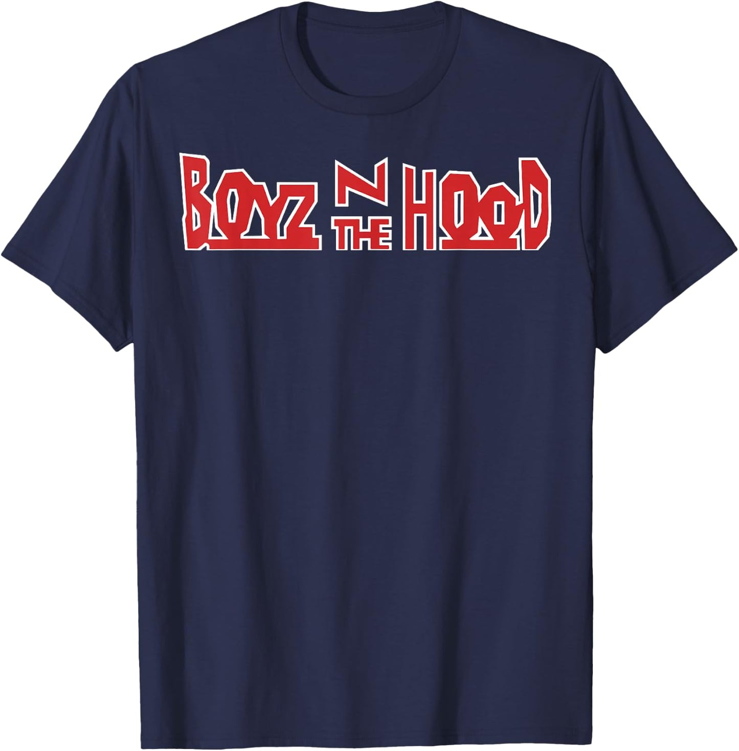 Boyz N The Hood Red Movie Logo White Outline Small T-Shirt - T-Shirt | Navy