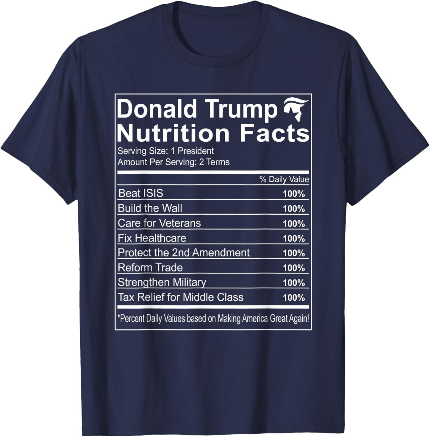 Donald Trump Nutrition Facts Make America Great Small T-Shirt - T-Shirt | Navy