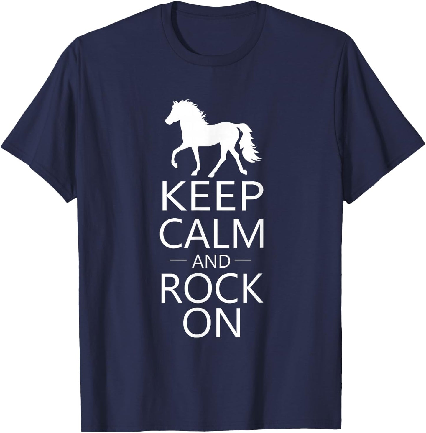 Keep Calm and Rock On | Trending Rocky Mtn Horse RMH T-Shirt - T-Shirt | Navy