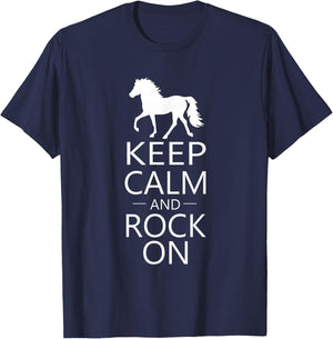 Keep Calm and Rock On | Trending Rocky Mtn Horse RMH T-Shirt - T-Shirt | Navy