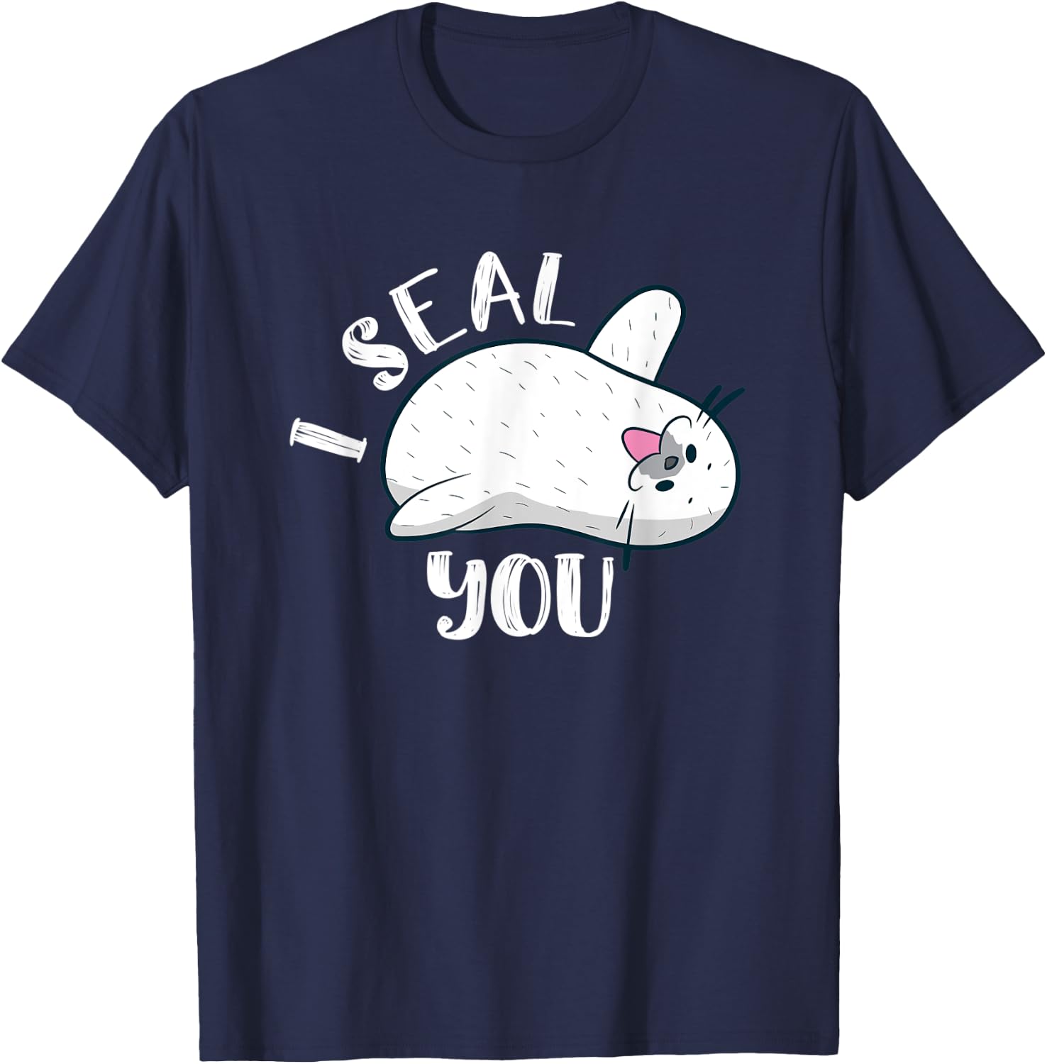 Sweet "I Seal You" Harp Seal T-Shirt - T-Shirt | Navy