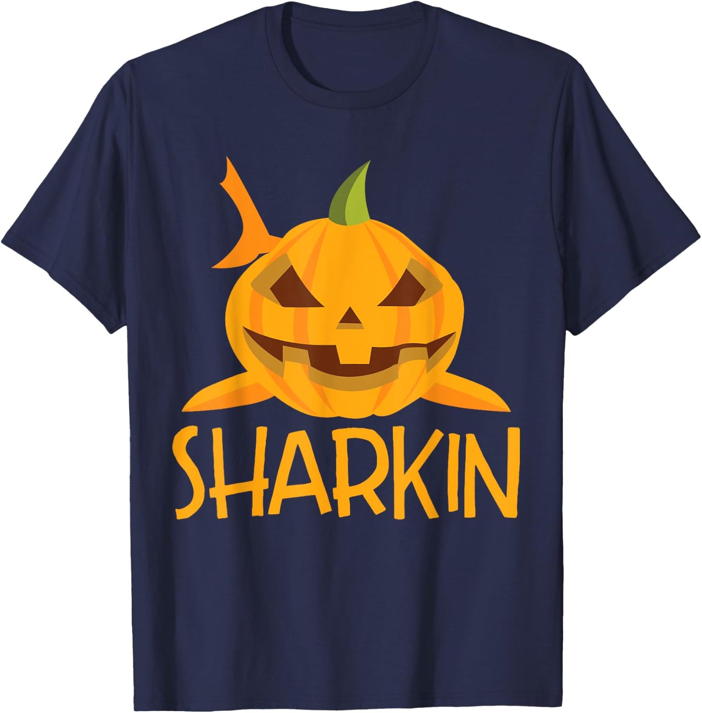 Halloween Shark Sharkin Pumpkin Costume Funny T-Shirt - T-Shirt | Navy