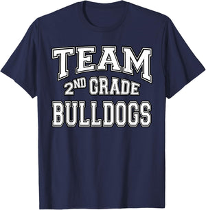 Team 2nd Second Grade Bulldogs Student Back To School T-Shirt - T-Shirt | Navy