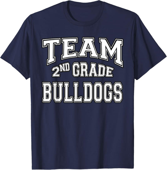 Team 2nd Second Grade Bulldogs Student Back To School T-Shirt - T-Shirt | Navy