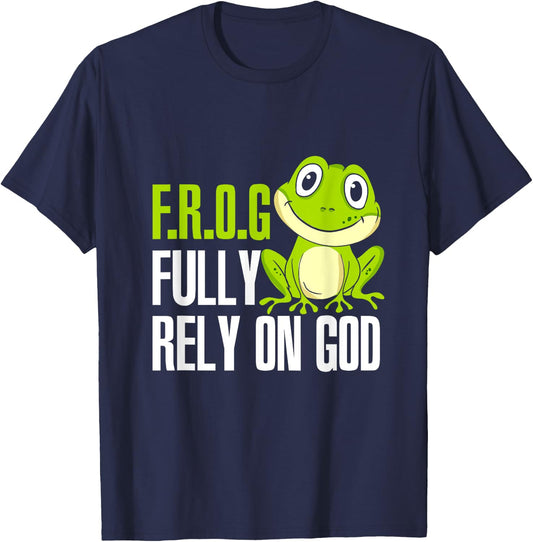 FROG Fully Rely On God Christian Frog Lover MP T-Shirt - T-Shirt | Navy