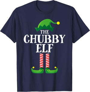Chubby Elf Matching Family Group Christmas Party T-Shirt - T-Shirt | Navy