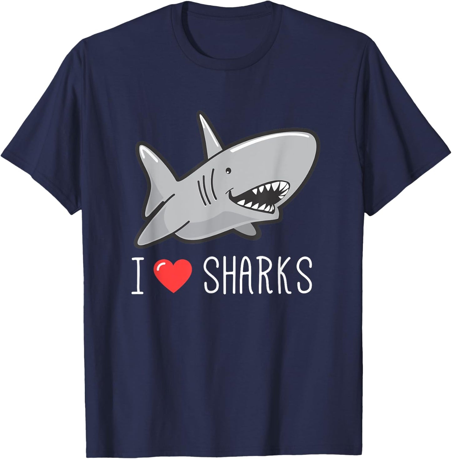 I Love Sharks for Kids and Adults Marine Life T-Shirt - T-Shirt | Navy