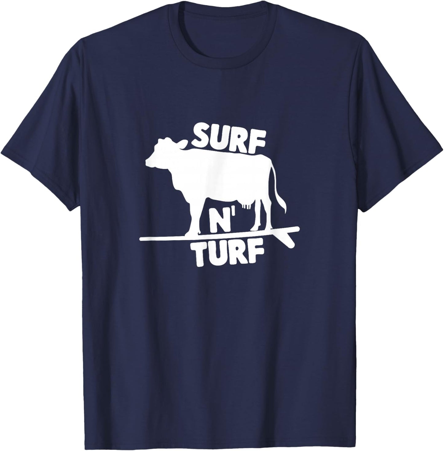 Surf N' Turf Cow Surfing T-Shirt - T-Shirt | Navy