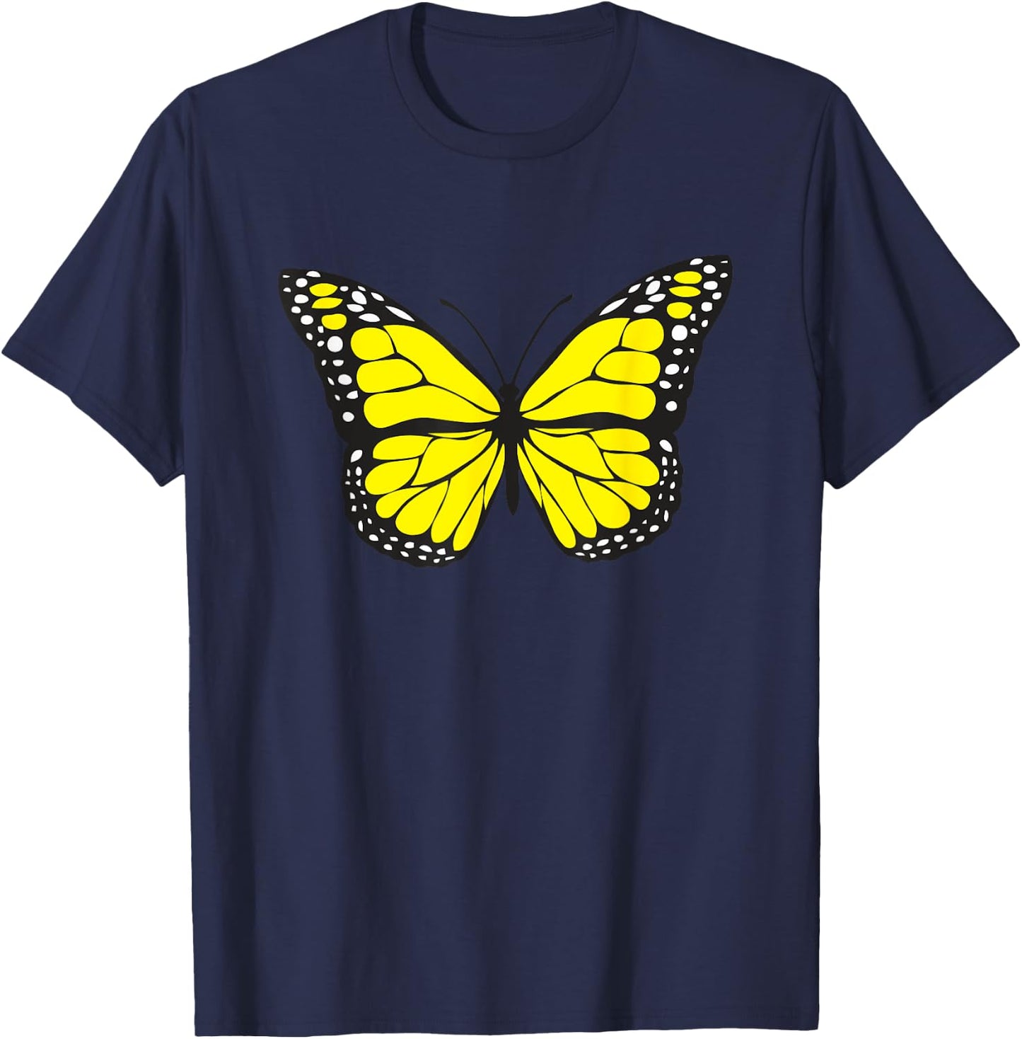 Cute Colorful Yellow Butterfly T-Shirt - T-Shirt | Navy