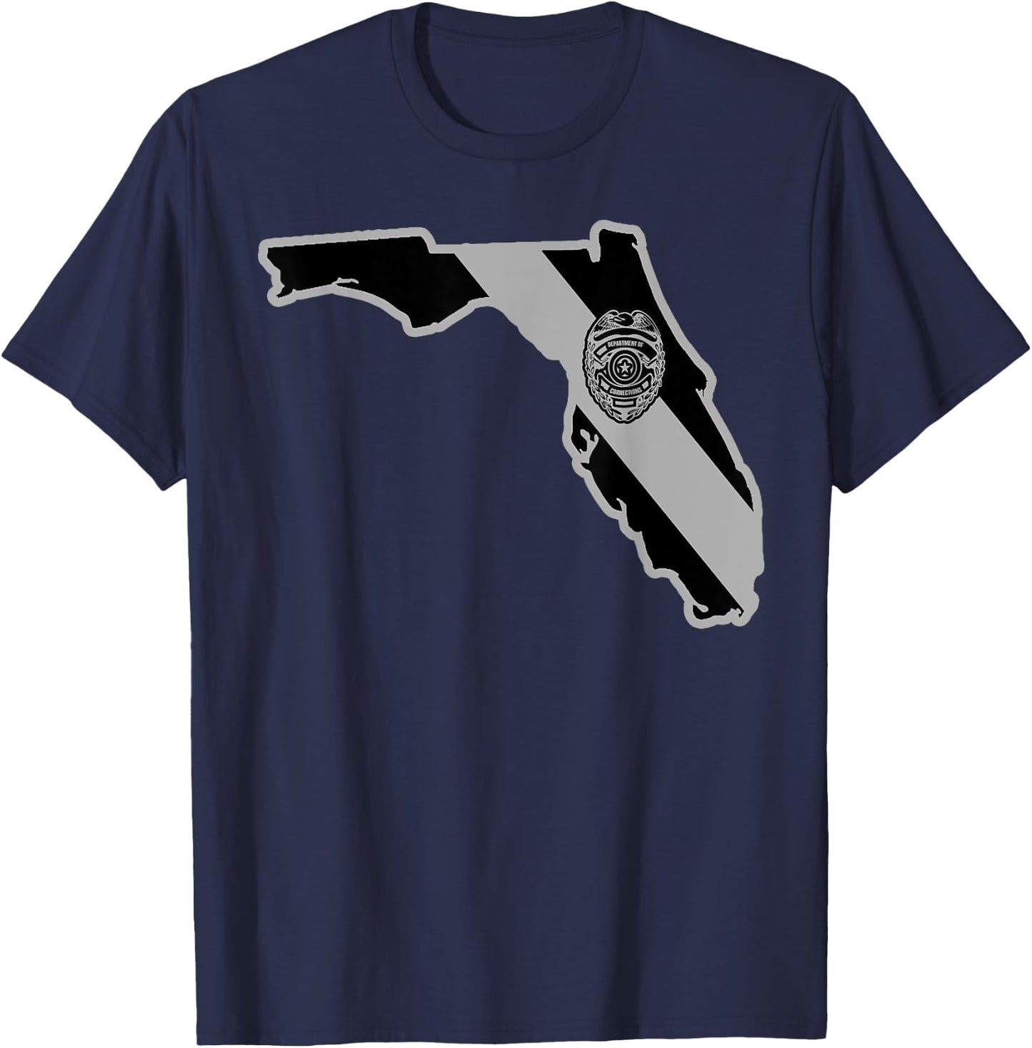 Florida Correctional Officer Thin Silver Line Florida Shirt T-Shirt - T-Shirt | Navy