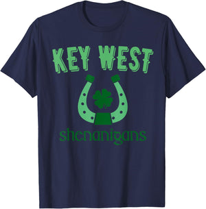 Key West Shenanigans, St Patrick's Day Horseshoe Clover T-Shirt - T-Shirt | Navy