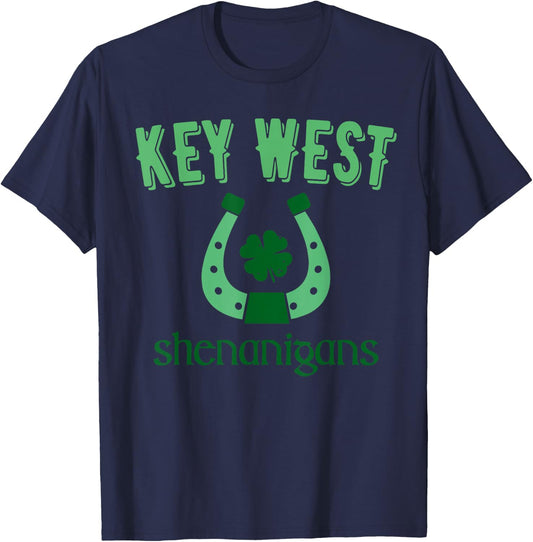 Key West Shenanigans, St Patrick's Day Horseshoe Clover T-Shirt - T-Shirt | Navy
