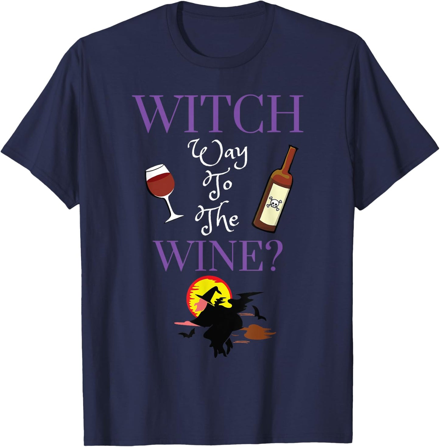 Witch Way To The Wine Women Halloween Booze Drinking Women T-Shirt - T-Shirt | Navy