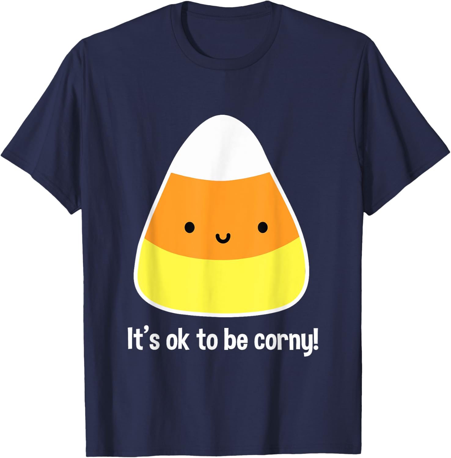 Funny Candy Corn Design Cute Kawaii Halloween T-Shirt - T-Shirt | Navy