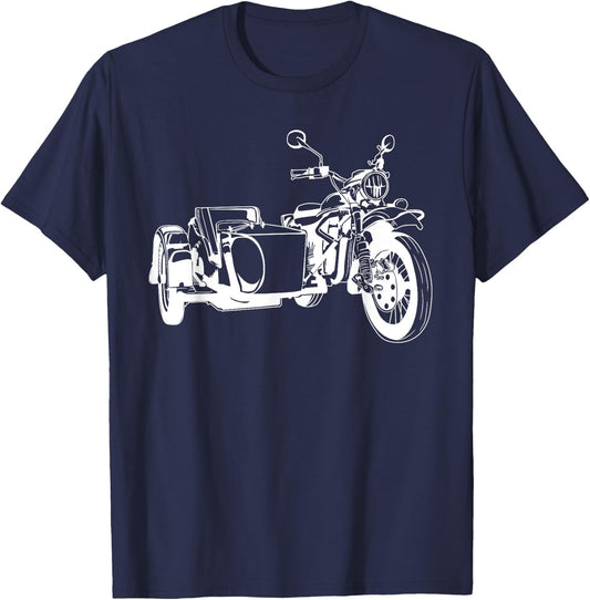 Sidecar Motorcycle Vintage 3-Wheel Motorbike T-Shirt - T-Shirt | Navy