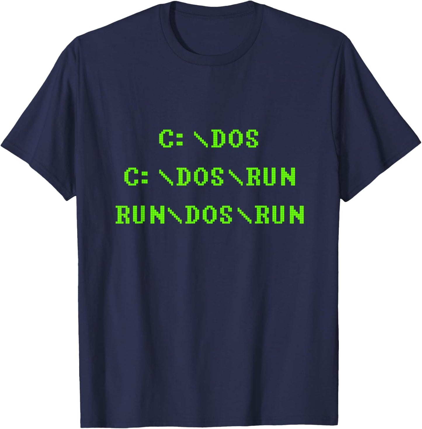 C:DOS C:DOSRUN RUNDOSRUN T Shirt Funny Computer DOS T-Shirt - T-Shirt | Navy