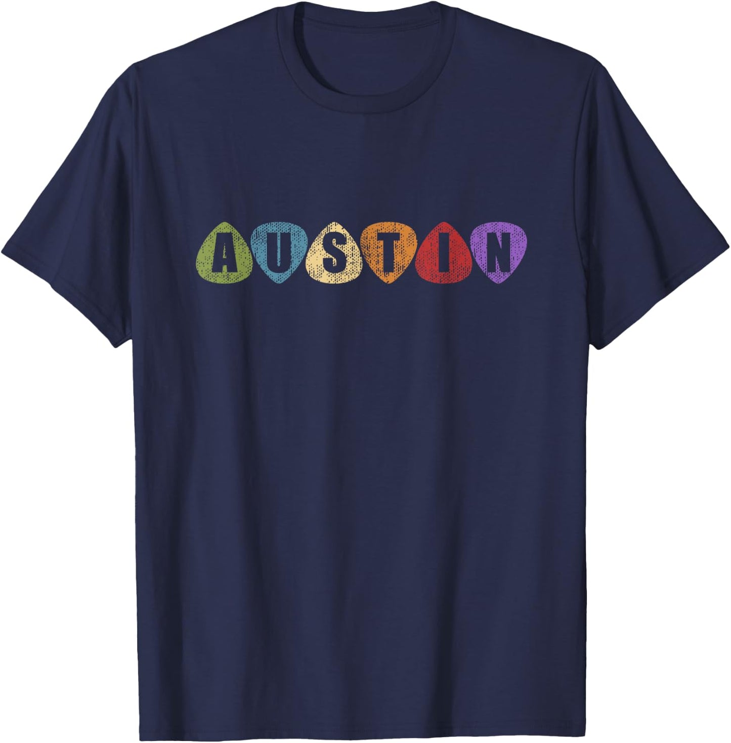 Austin Texas Music Guitar Picks Men Women TX T-Shirt - T-Shirt | Navy