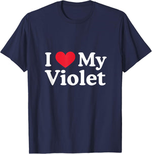 I Love My Violet Heart Violet Love Violet T-Shirt - T-Shirt | Navy