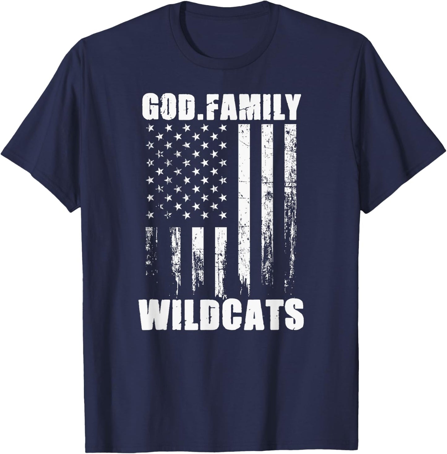 El Dorado Wildcats God. Family. Vintage USA Flag T-Shirt - T-Shirt | Navy