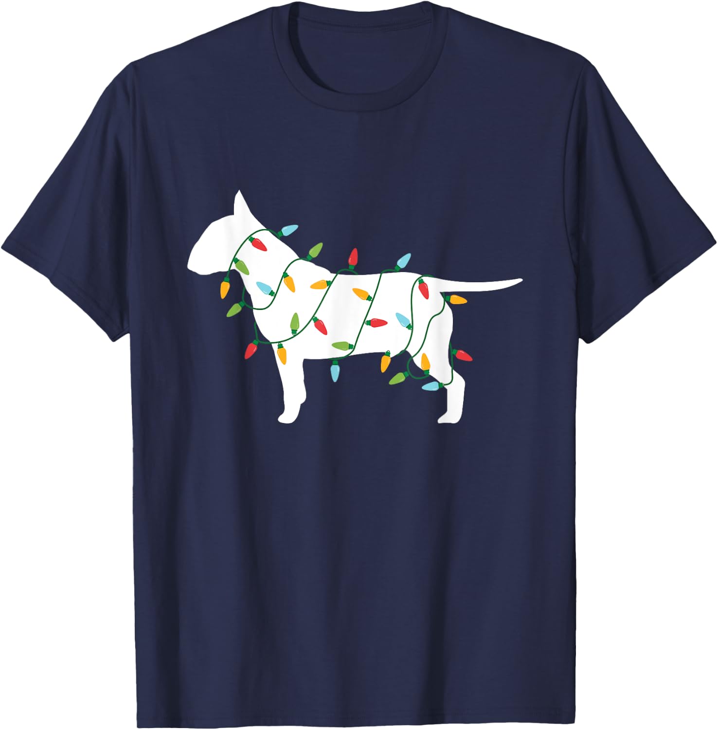 Christmas Lights Bull Terrier T Shirt Gifts for Dog Lovers Men Women Kids T-Shirt - T-Shirt | Navy