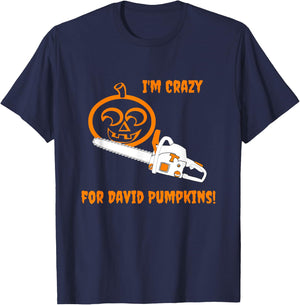 David S Pumpkins Any Questions Chainsaw Crazy T-Shirt - T-Shirt | Navy