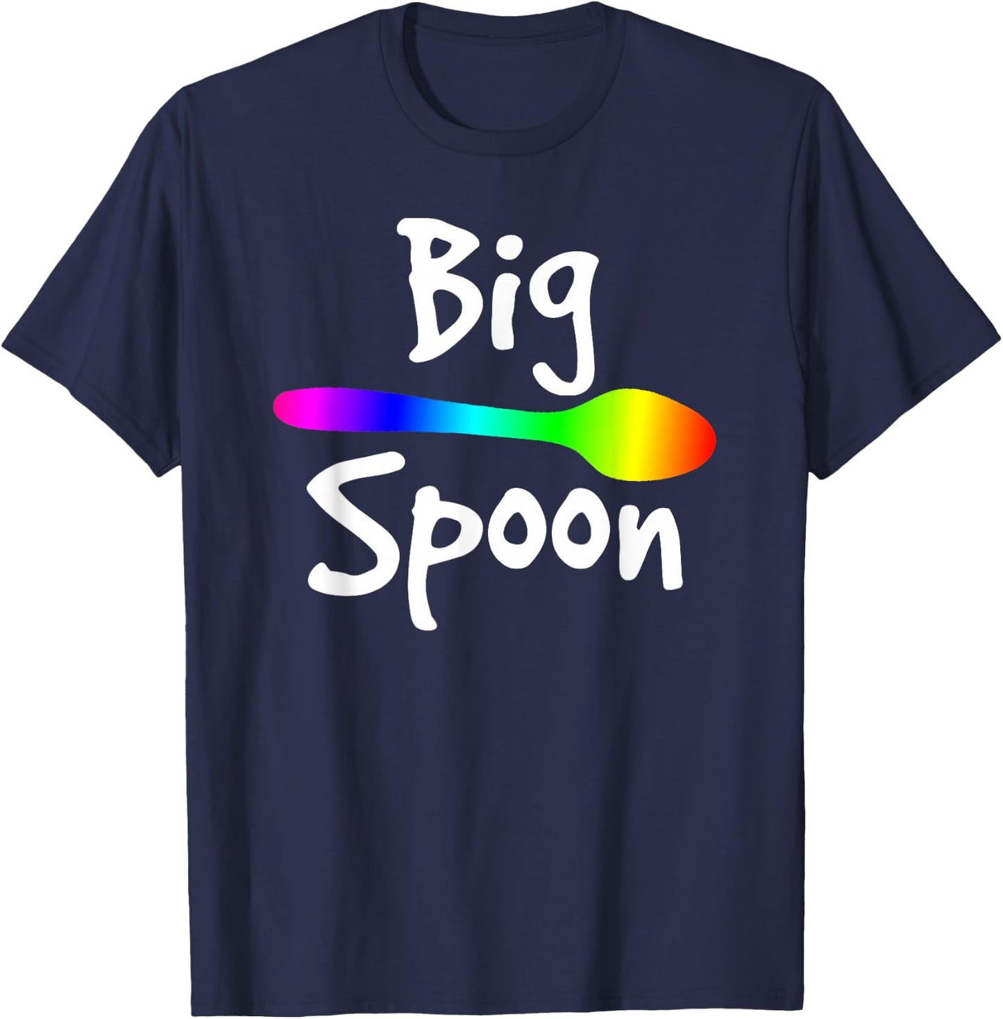 Rainbow Big Spoon Little Spoon Matching Gay Couple T-Shirt - T-Shirt | Navy