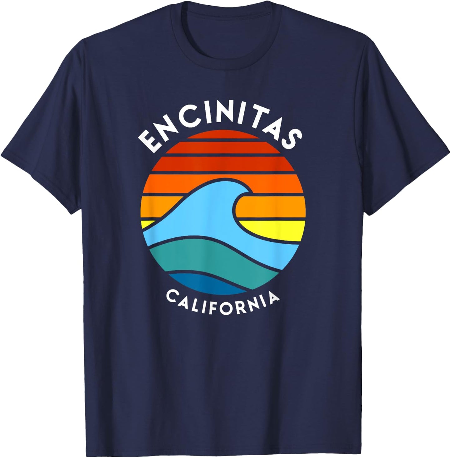 Encinitas California Retro Wave 80s T-Shirt - T-Shirt | Navy