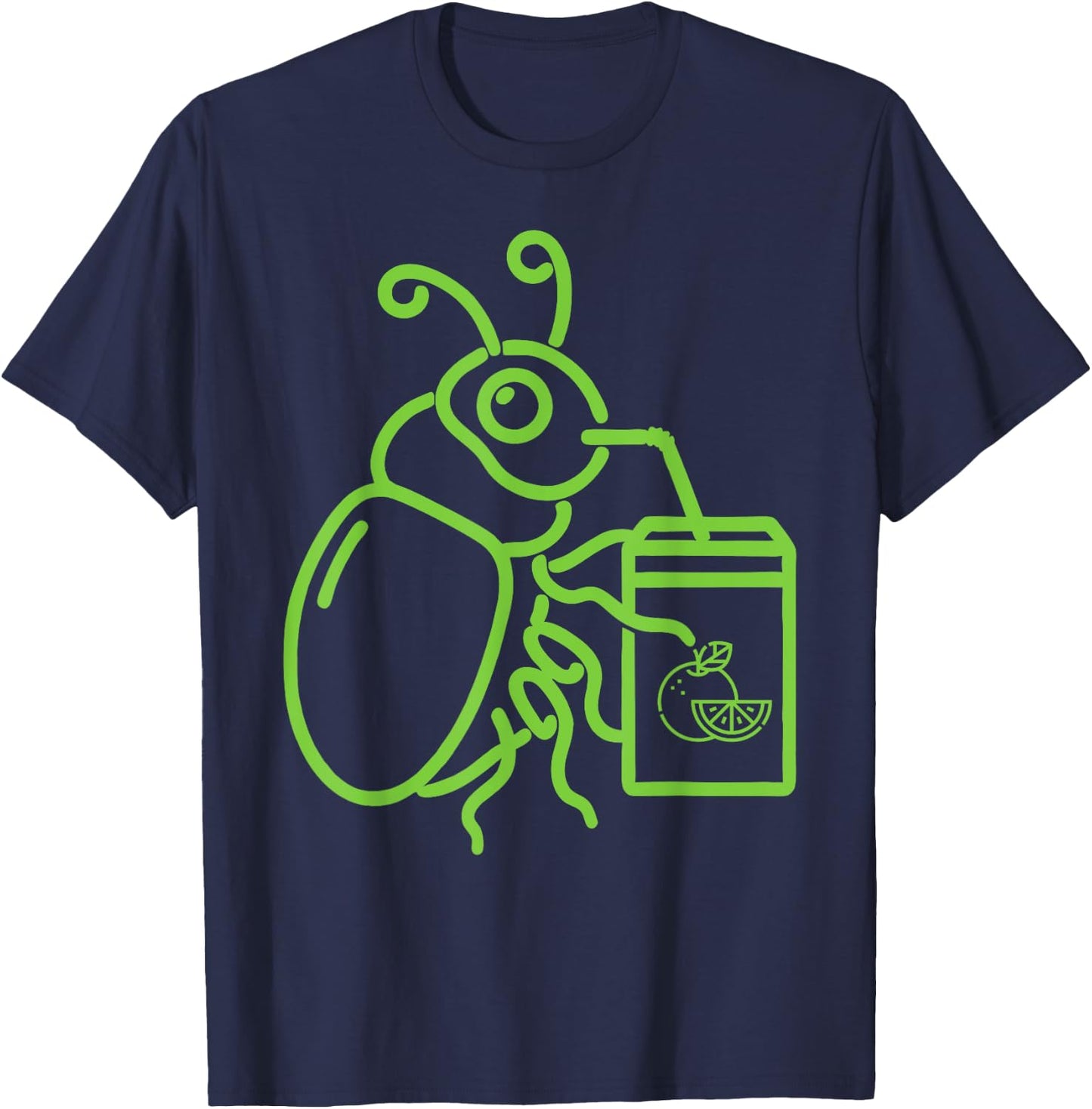 Funny Halloween Graphic Green Halloween Beetle drink Juice T-Shirt - T-Shirt | Navy