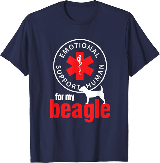 Emotional Support Human for my Beagle - Dog Lover Shirt T-Shirt - T-Shirt | Navy