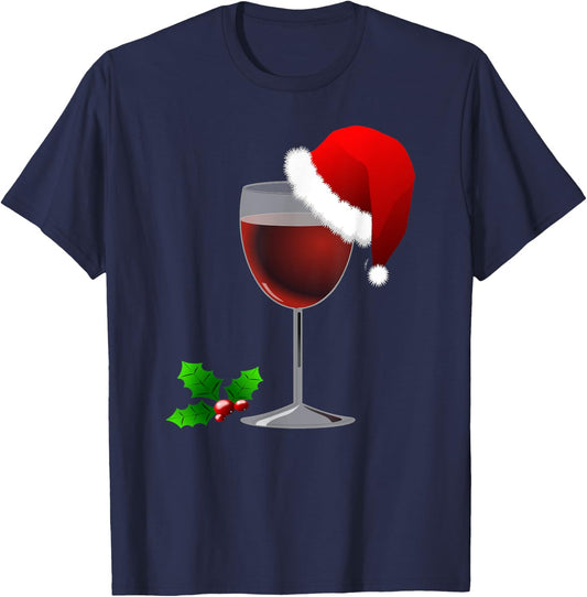 Wine Gift Christmas Shirt; Funny Wine Shirt for Parties T-Shirt - T-Shirt | Navy