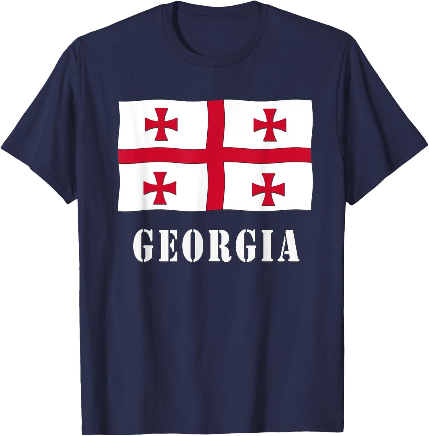 Georgian Flag Republic of Georgia T-Shirt - T-Shirt | Navy