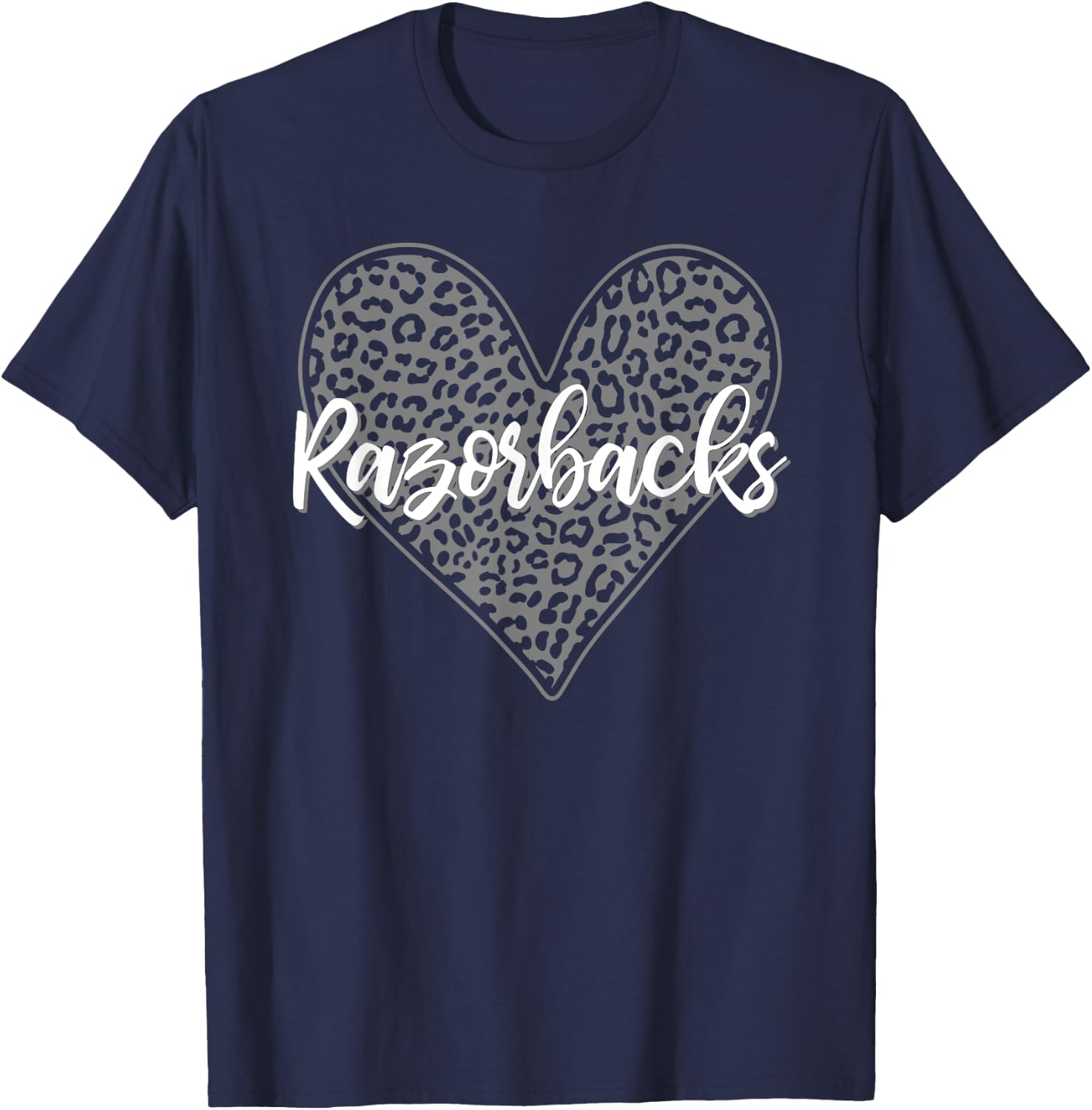 Razorbacks Cross Creek Leopard Heart Pattern HS T-Shirt - T-Shirt | Navy
