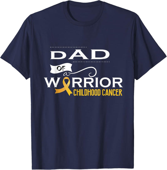 Childhood cancer awareness Dad of a warrior T-Shirt - T-Shirt | Navy