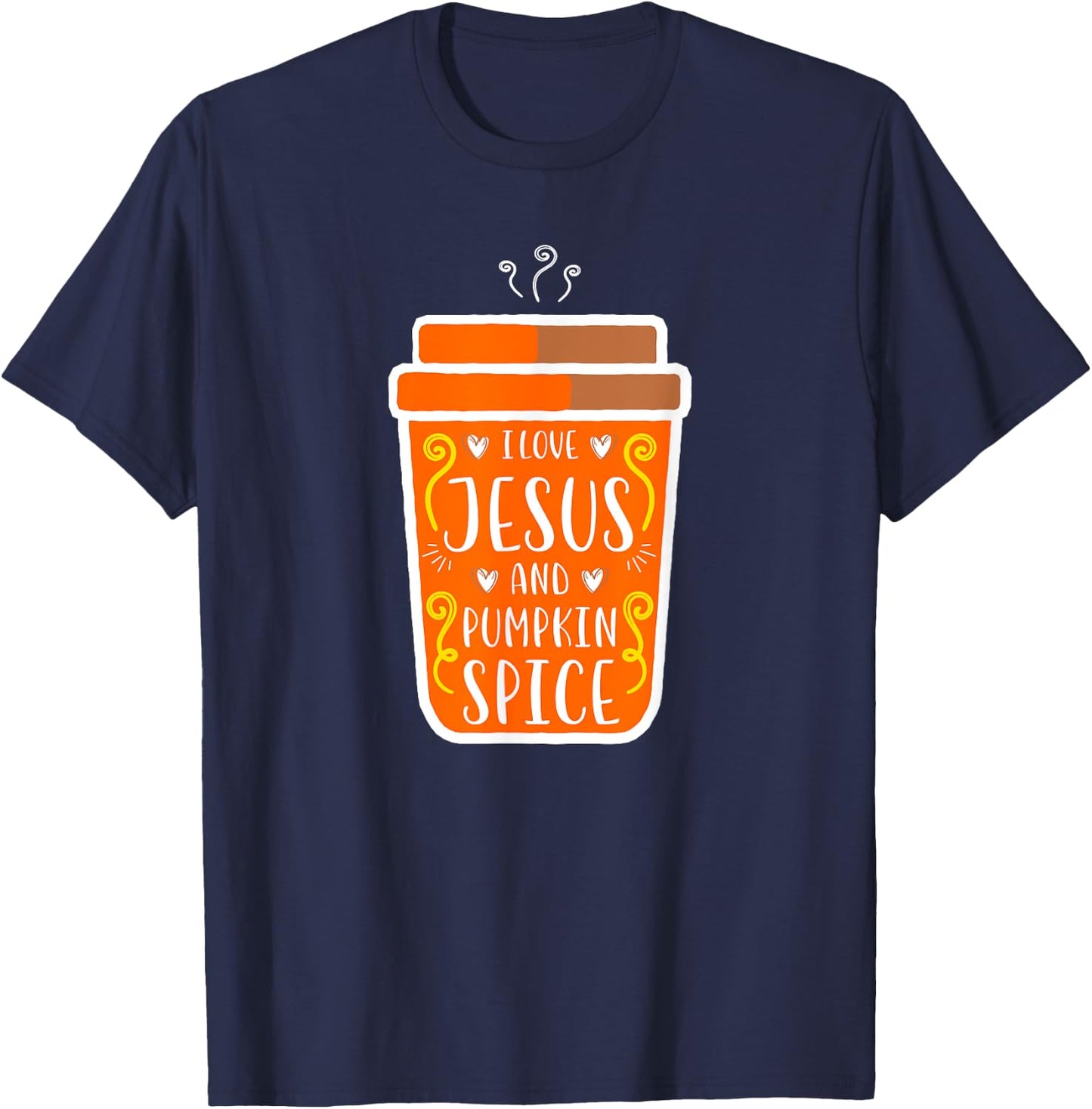 Christian Girl Autumn I Love Jesus Pumpkin Spice Fall T-Shirt - T-Shirt | Navy