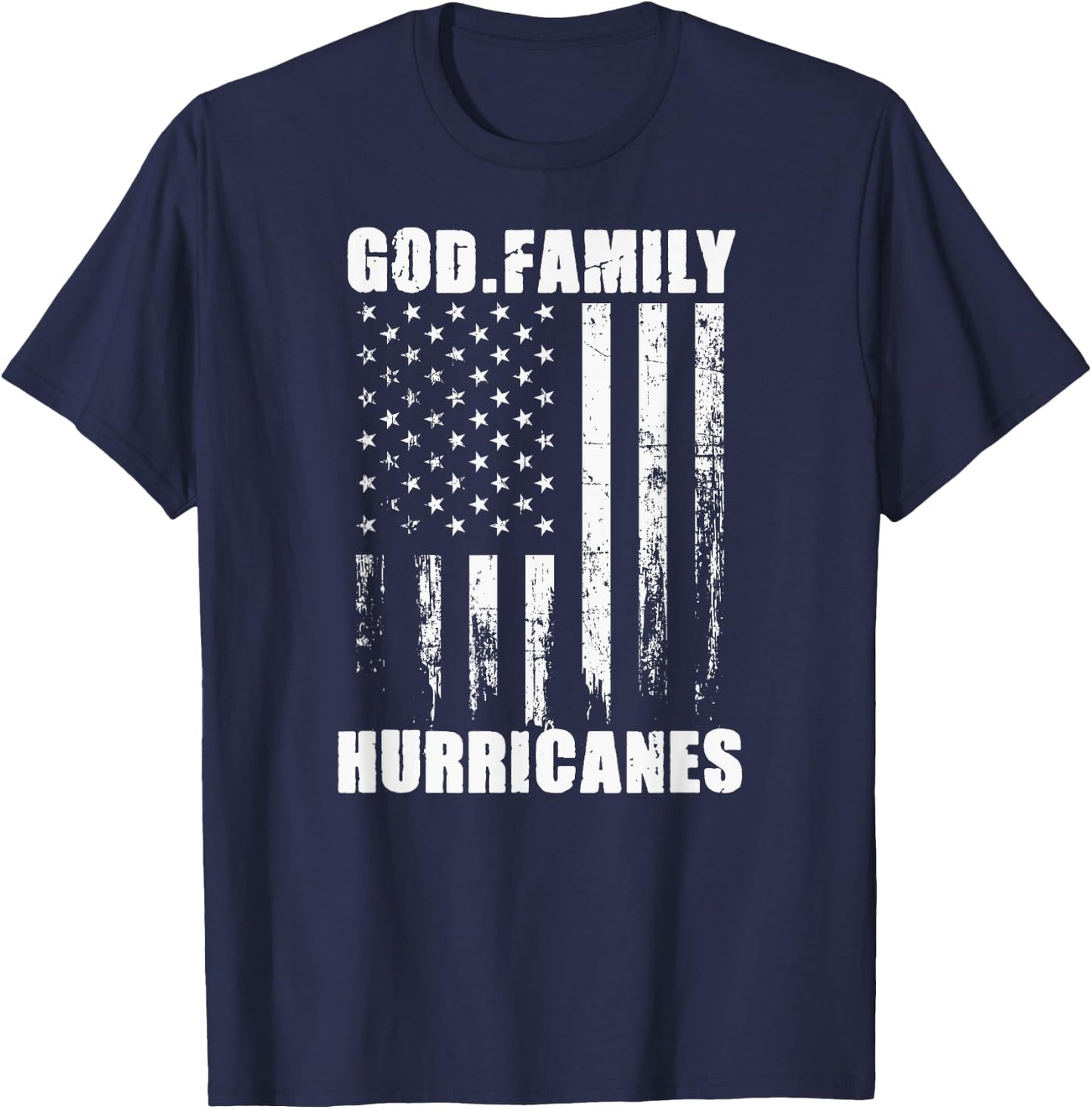 Flomaton Hurricanes God. Family. Vintage USA Flag T-Shirt - T-Shirt | Navy