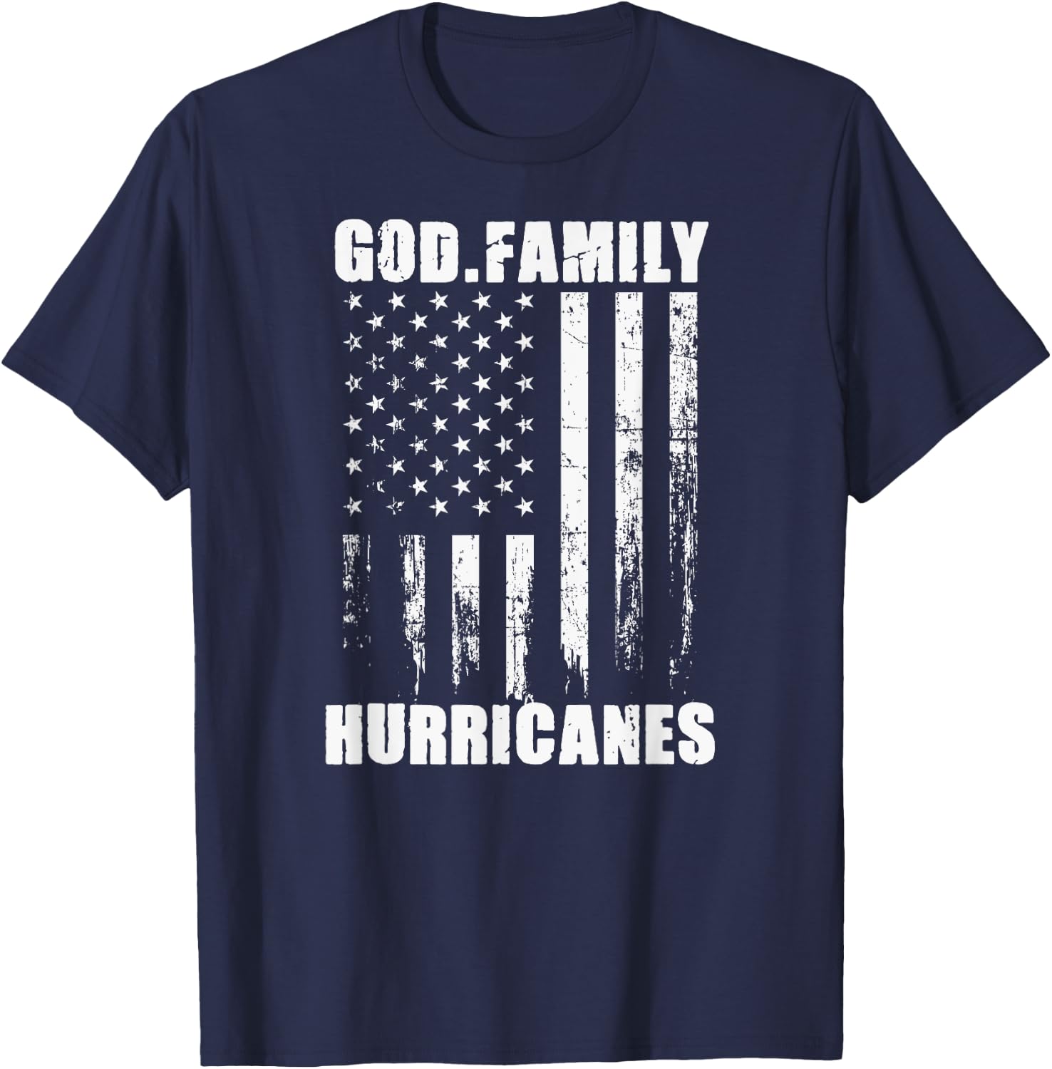 Flomaton Hurricanes God. Family. Vintage USA Flag T-Shirt - T-Shirt | Navy