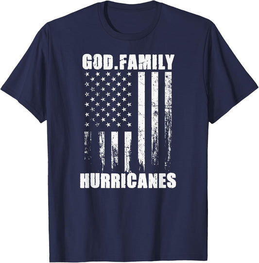 Flomaton Hurricanes God. Family. Vintage USA Flag T-Shirt - T-Shirt | Navy